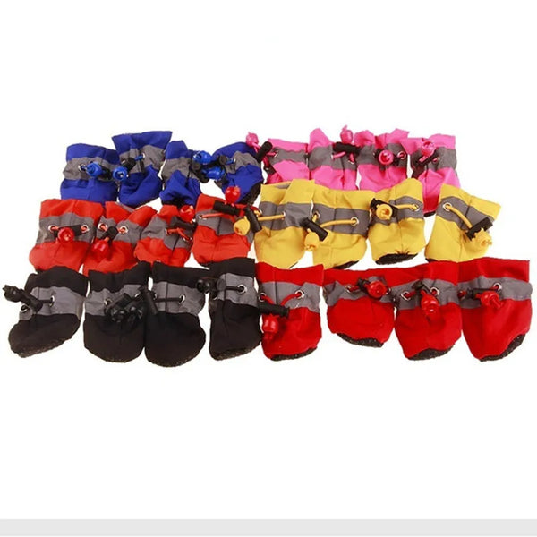 4pcs Waterproof Pet Dog Shoes Anti-slip Rain Boots